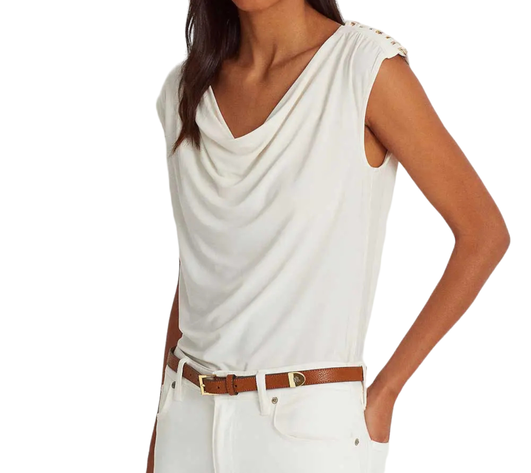 RALPH LAUREN CHAIN-TRIMMED BLOUSE
