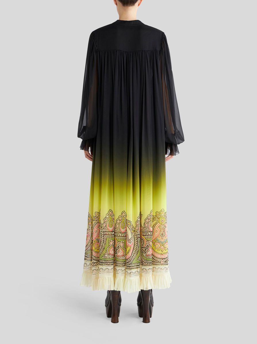 Etro Gradient Effect Paisley-print Silk Dress In Black