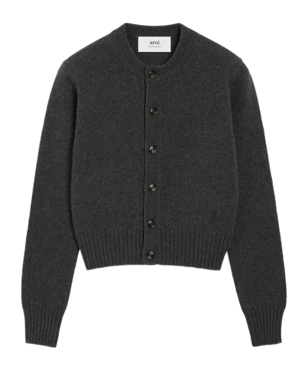 Ami Alexandre Mattiussi Embroidered Cashmere And Wool-blend Cardigan In Gray