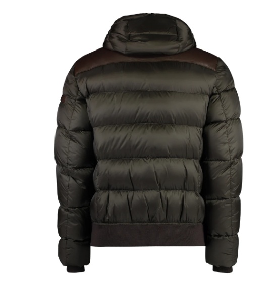 Moorer Leather-panel Hooded Puffer Jacket In Brown
