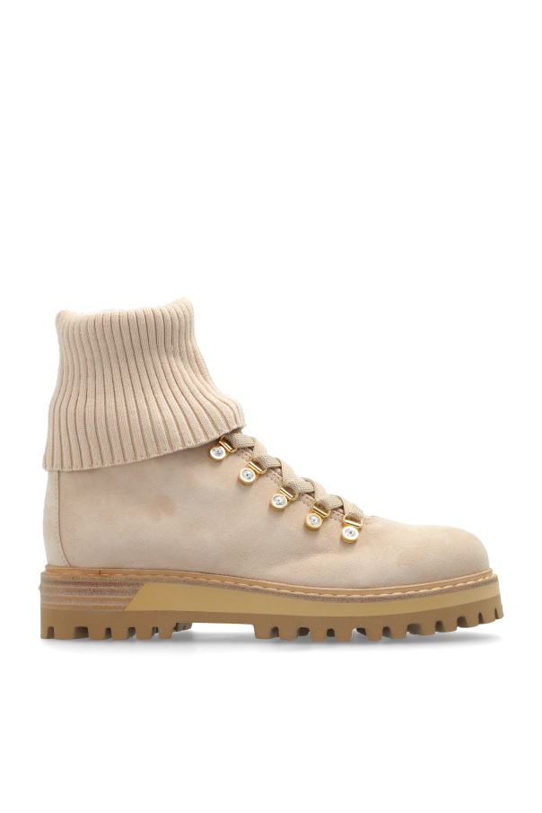 Le Silla St.moritz Lace-up Boots In Nude