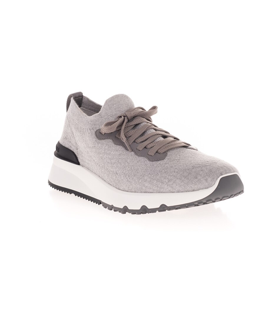 Brunello Cucinelli Knitted Low-top Sneakers In Gray