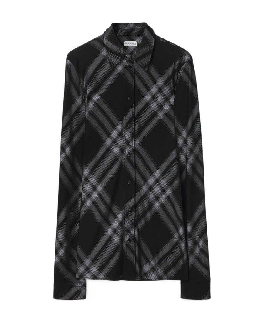 Burberry Signature Check Button-front Shirt In Black