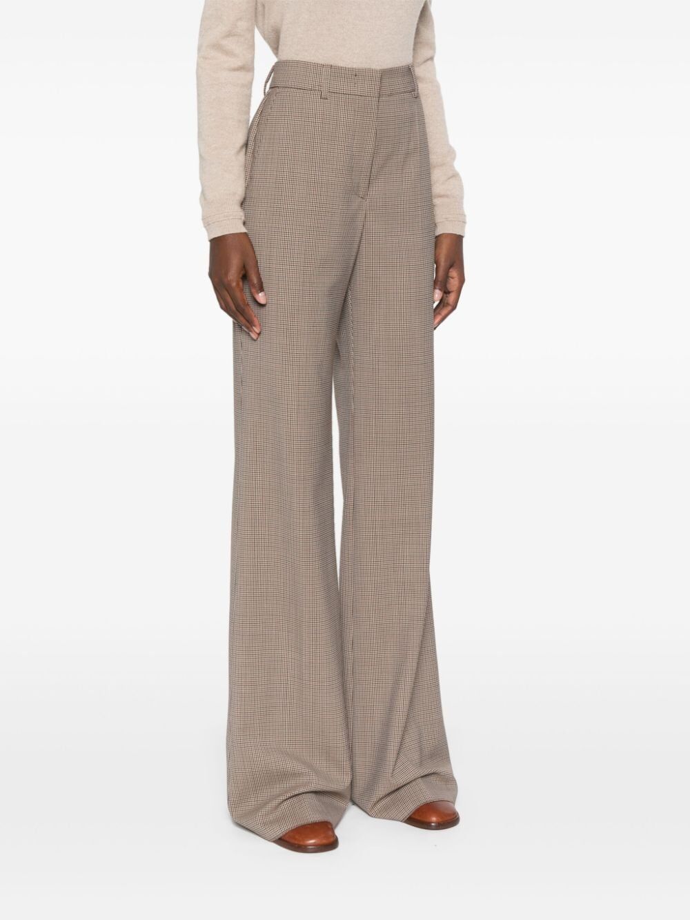Sportmax Checked Flared Trousers In Gray