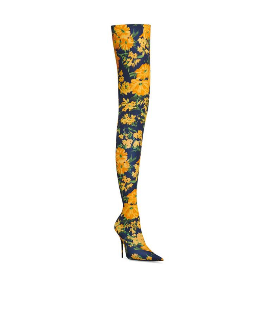 Balenciaga Floral-print High Boots In Multicolor