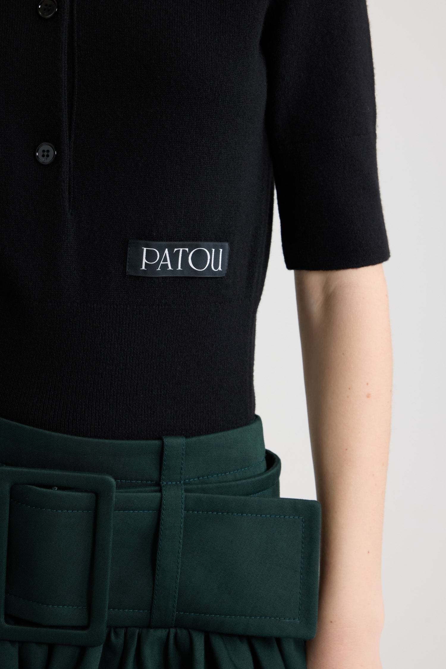 Patou Wool And Cashmere Polo Shirt In Black