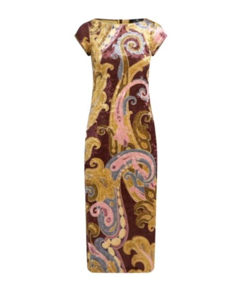 Etro Paisley-printed Chenille Dress In Brown