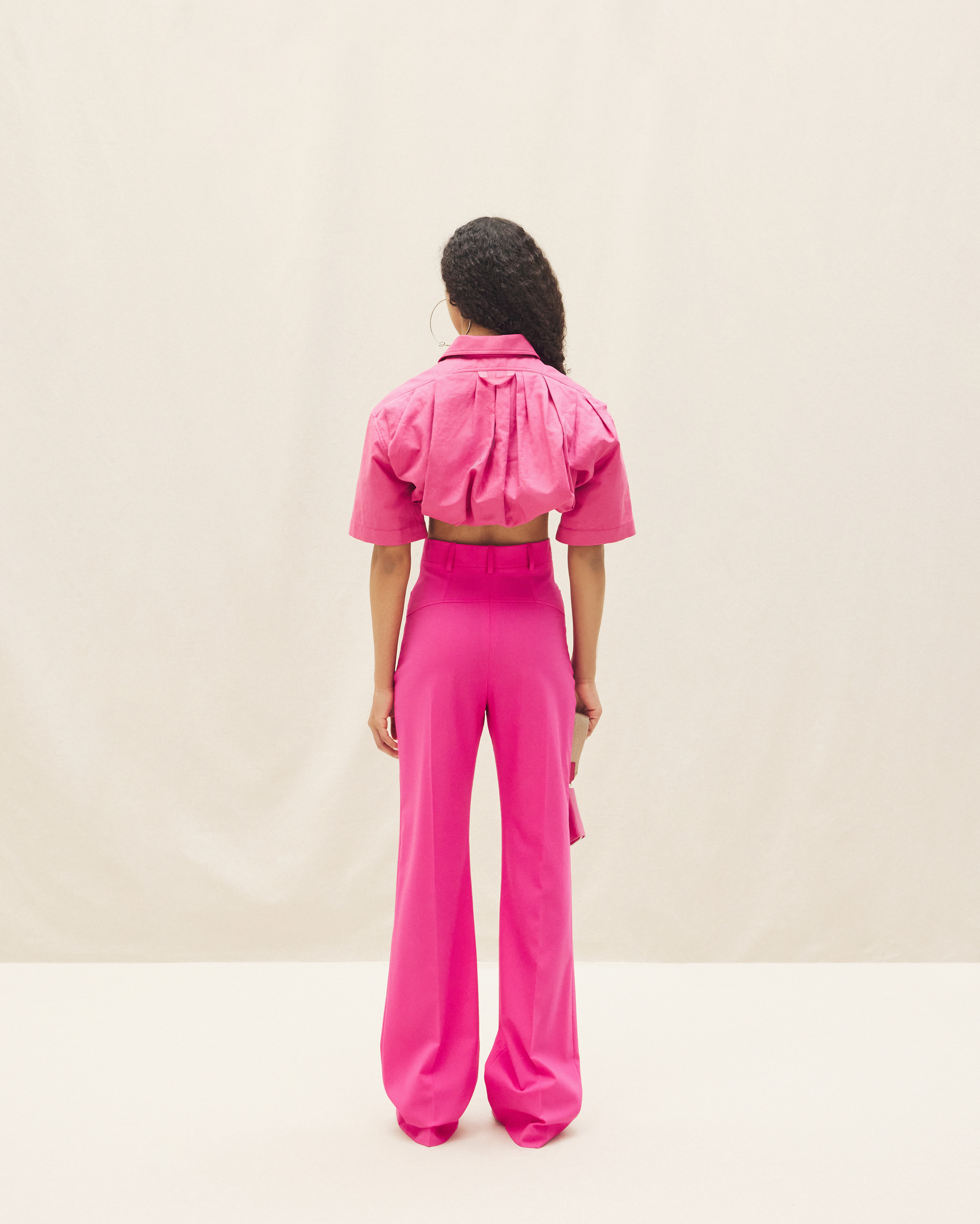 Jacquemus Wool Horn Casual Trousers In Pink
