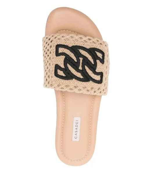Casadei Segmented Sole Open Toe Flat Sandals In Neutral