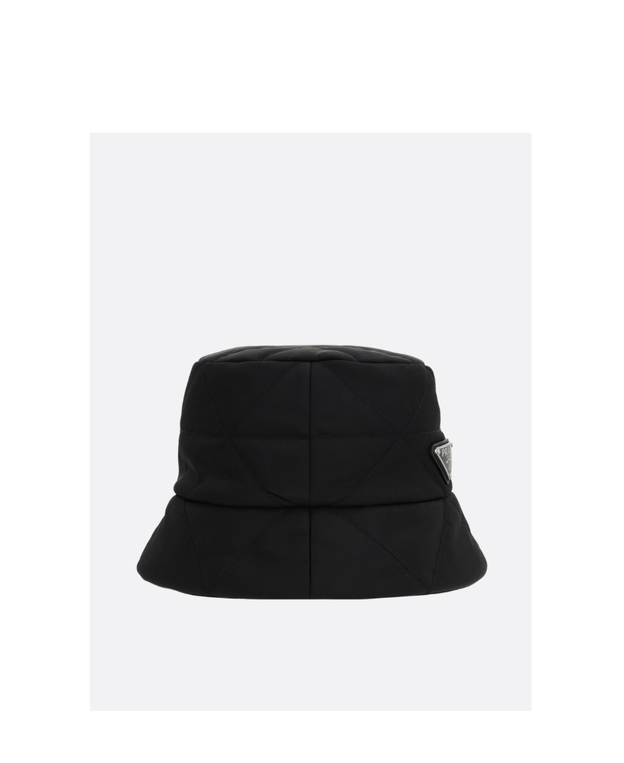 Prada Logo-embellished Shell Bucket Hat In Black