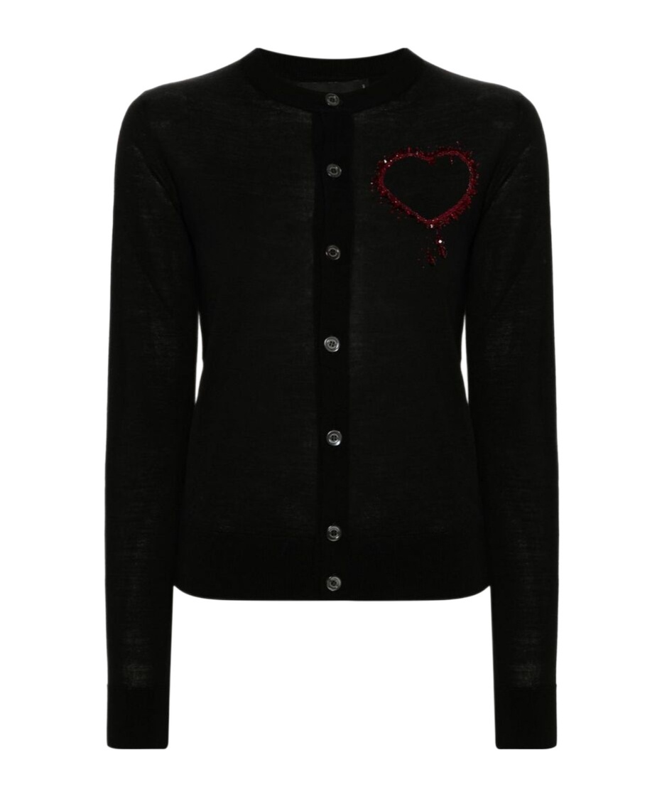 Dsquared2 Knitwear Heart Detail Long Sleeves In Black