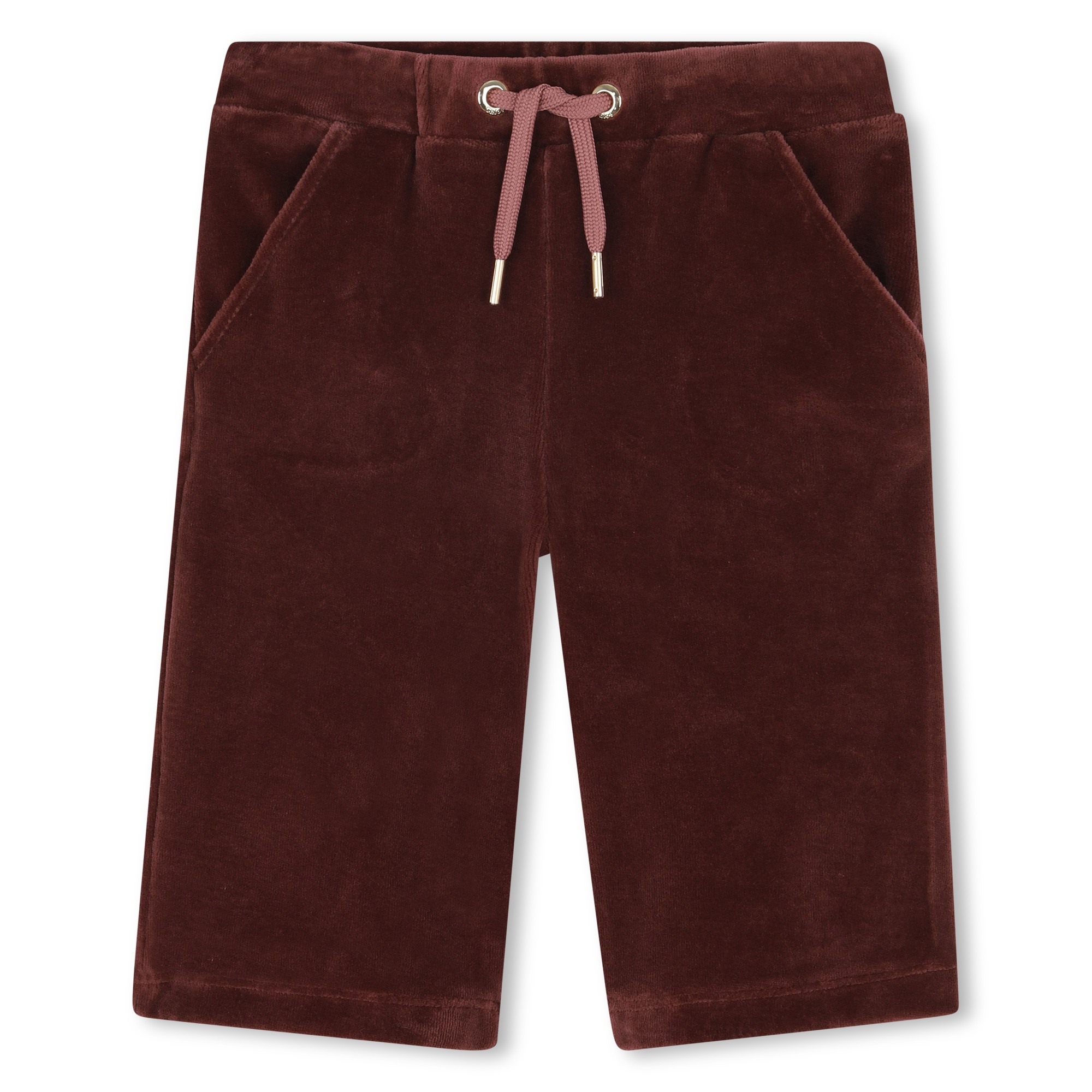 Chloé Baby Set Of Cotton Velvet Hoodie And Sweatpants In Burgundy