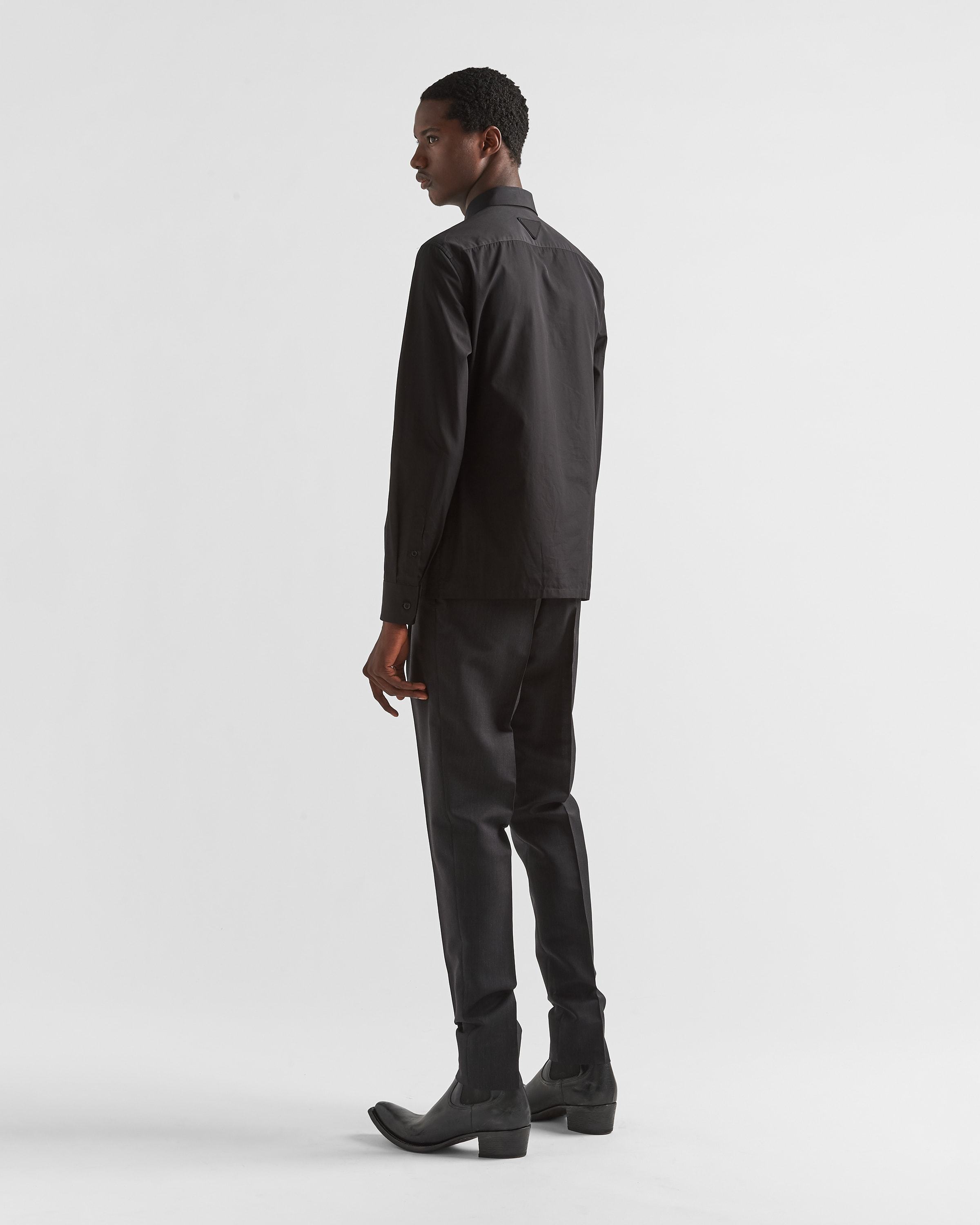 Prada Classic Cotton Poplin Slim-fit Shirt In Black
