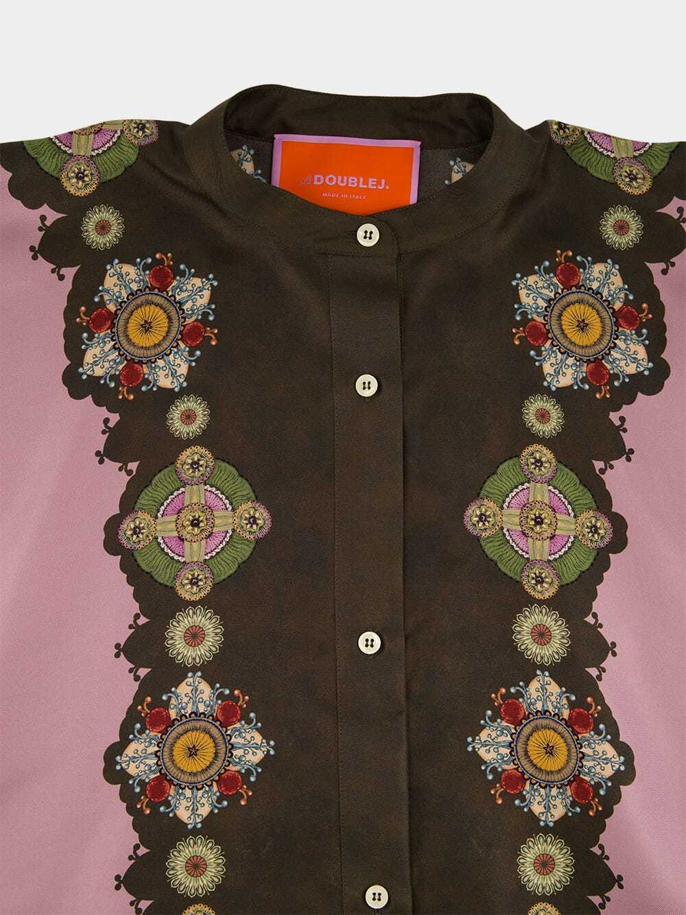 La Doublej Placée-print Silk Shirt In Multi