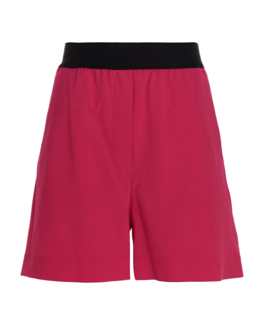 Msgm Bermuda Wool Shorts Elastic Waistband In Red