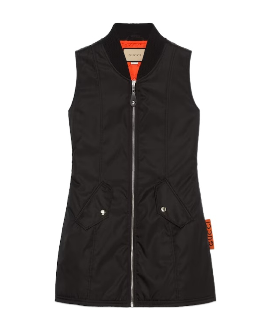 Gucci Logo-embroidered Zipped Minidress In Black