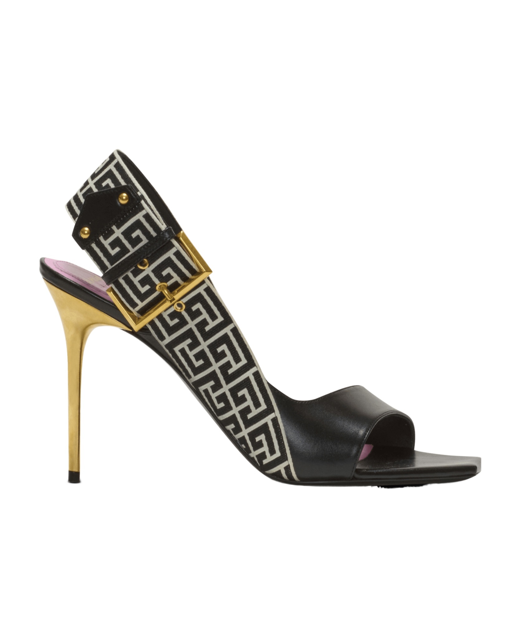 Balmain Leather Monogram Ruby Heeled Sandals 95 In Black