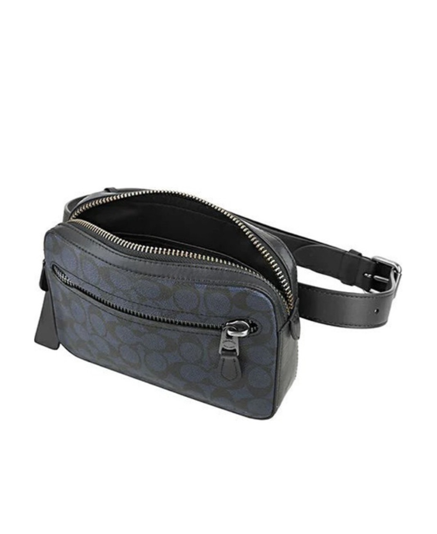 Coach Emblem Printing Waist Bag In Black