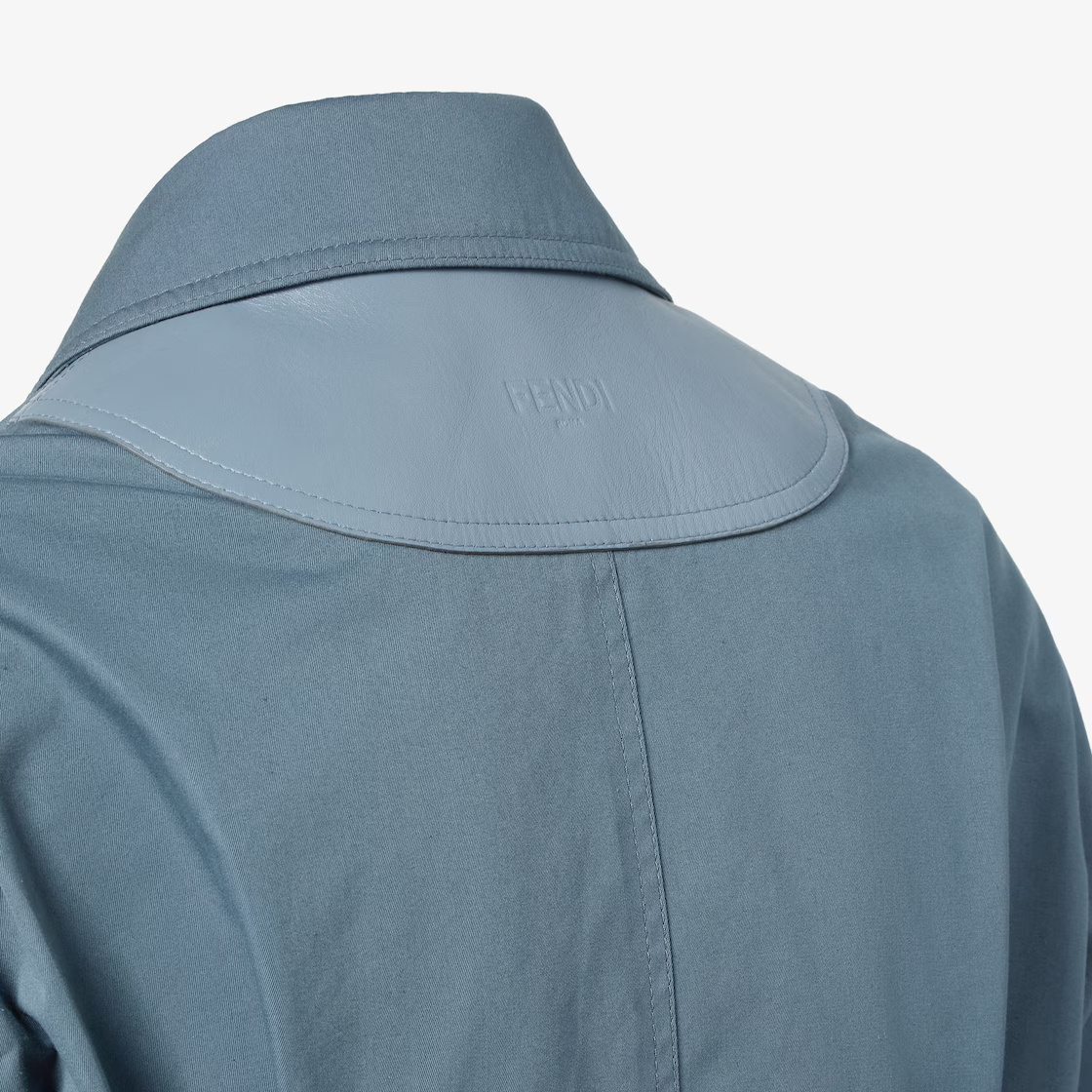 Fendi Gabardine Trench Coat In Blue