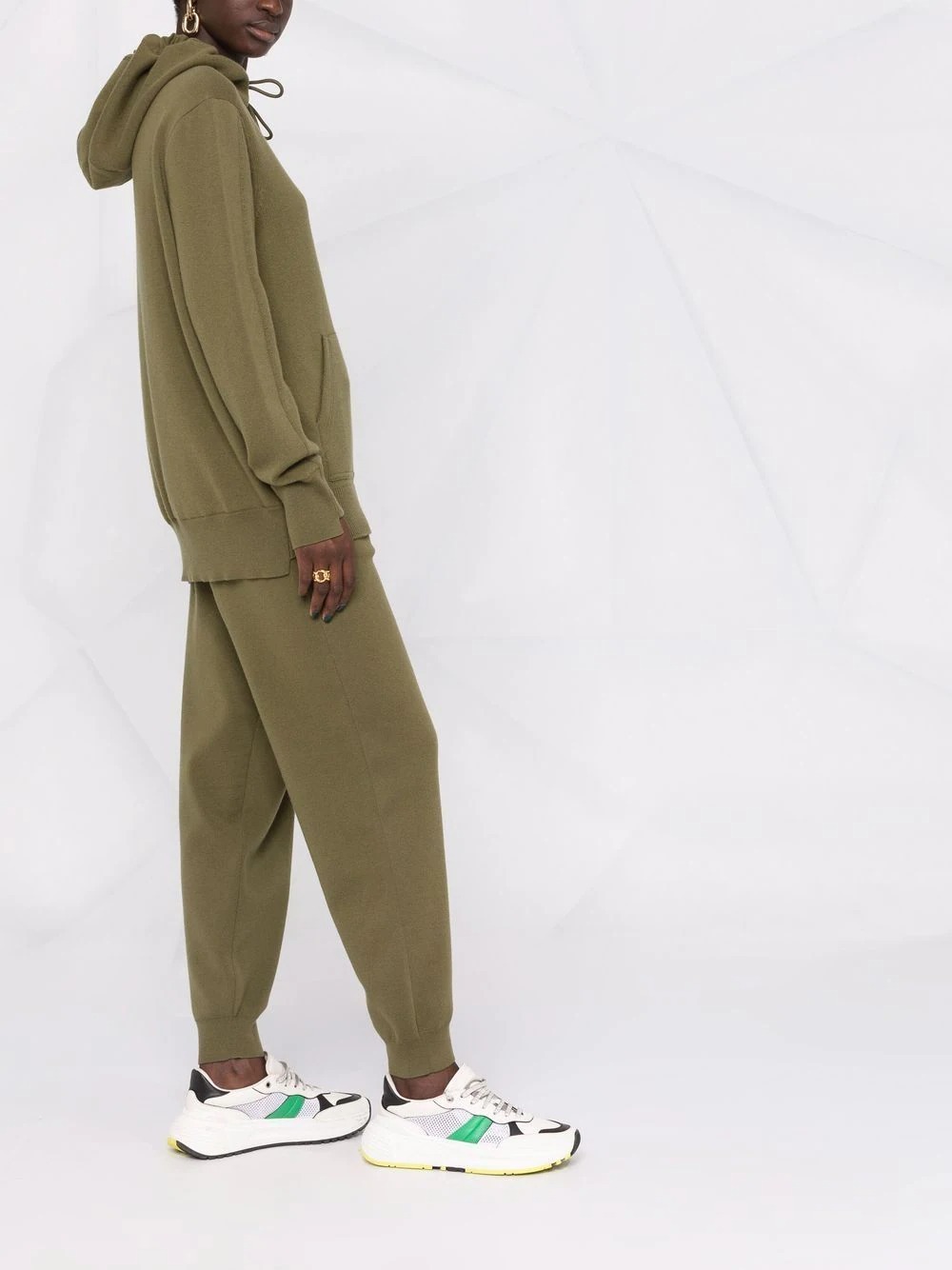 Burberry Monogram-motif Wool-cashmere Blend Jogging Pants In Green
