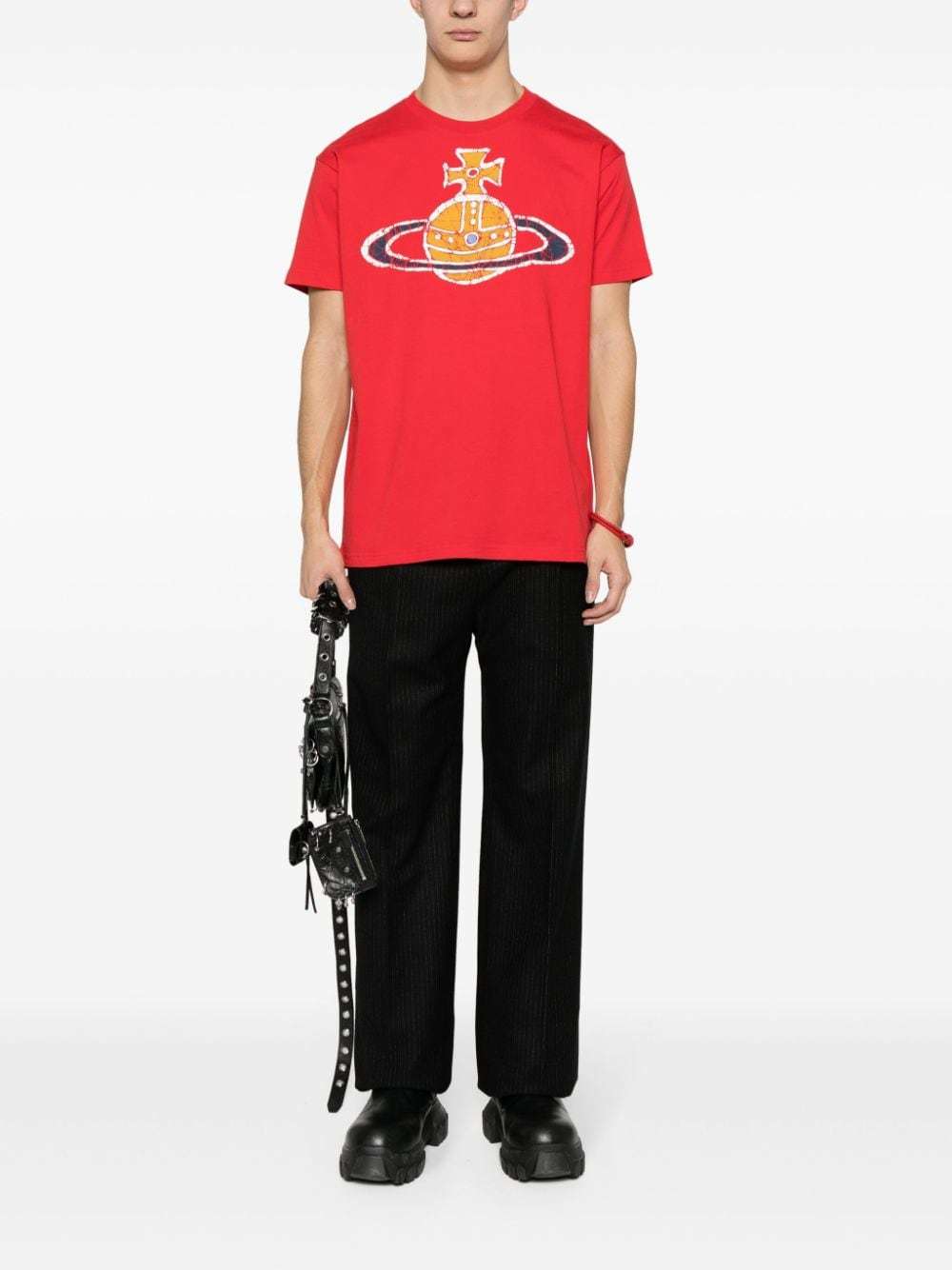 Shop Vivienne Westwood Orb-logo-print Cotton T-shirt In Red
