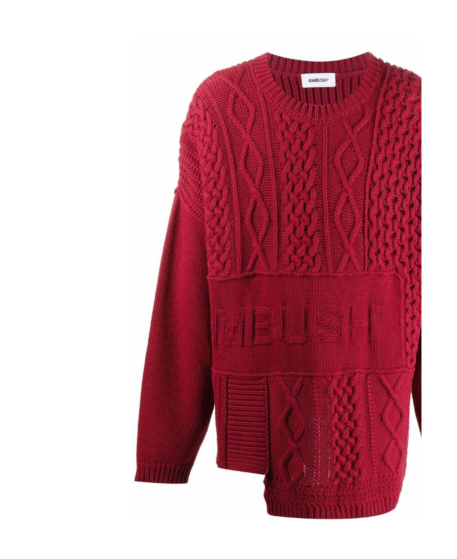Ambush Intarsia-logo Crew-neck Jumper In Red