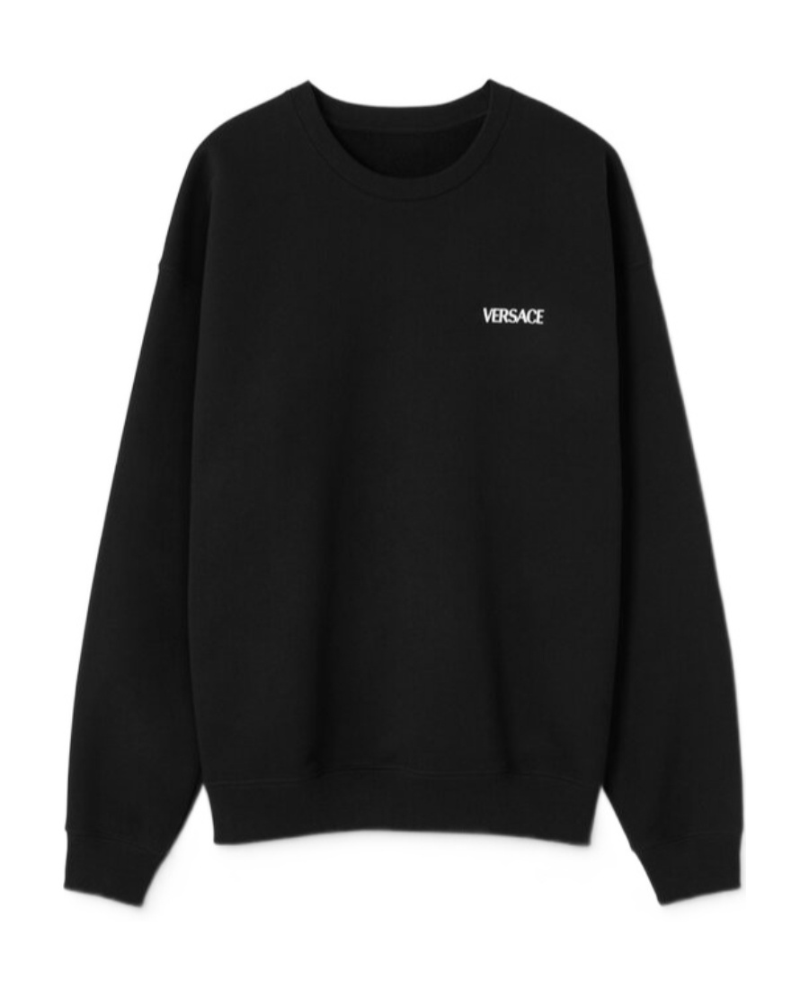 Shop Versace Hills Cotton Sweatshirt In Black