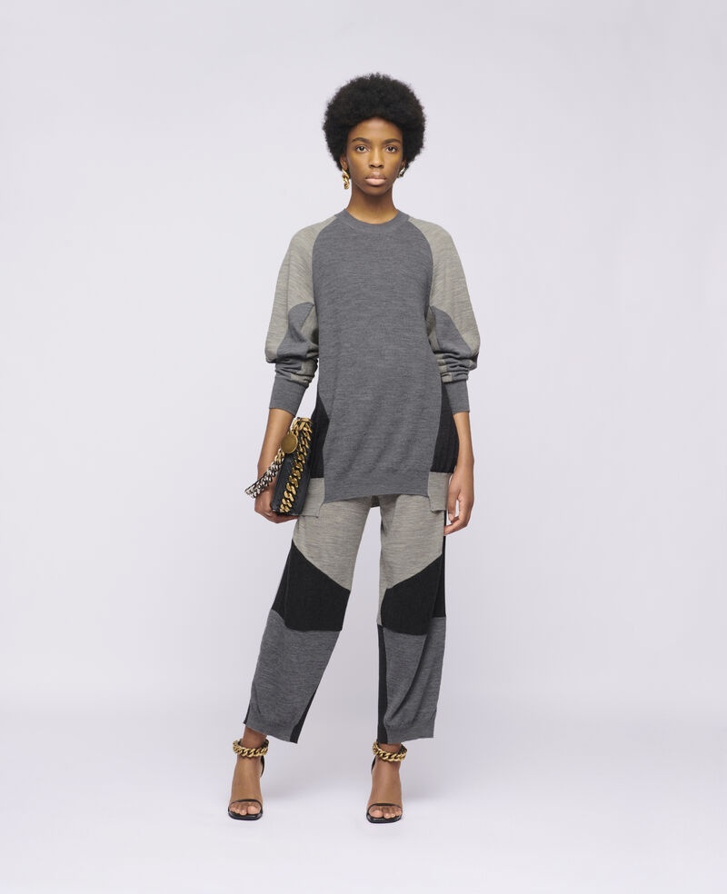 Stella Mccartney Colour-block Knitted Trousers In Gray