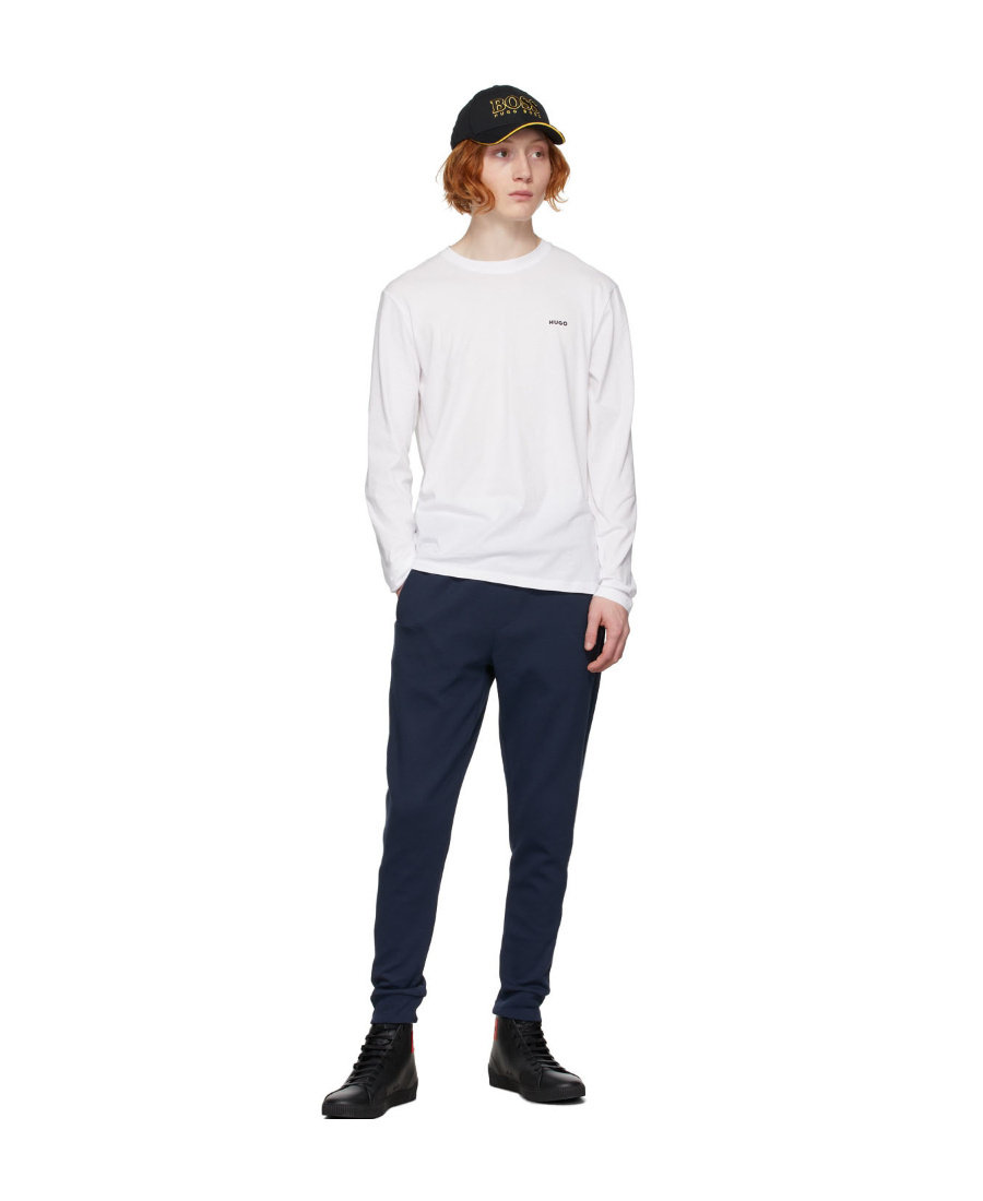 Shop Hugo Boss Navy Blue Logo Sweatpants In Black