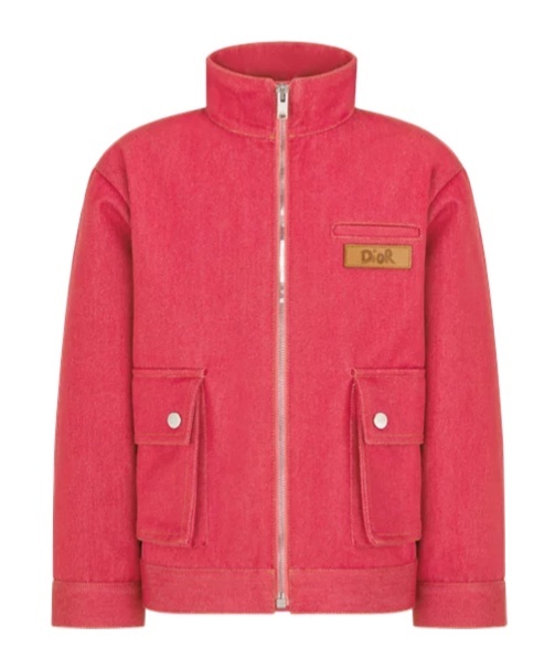 Dior Kids' Jacket In Stone Washed Raspberry Red