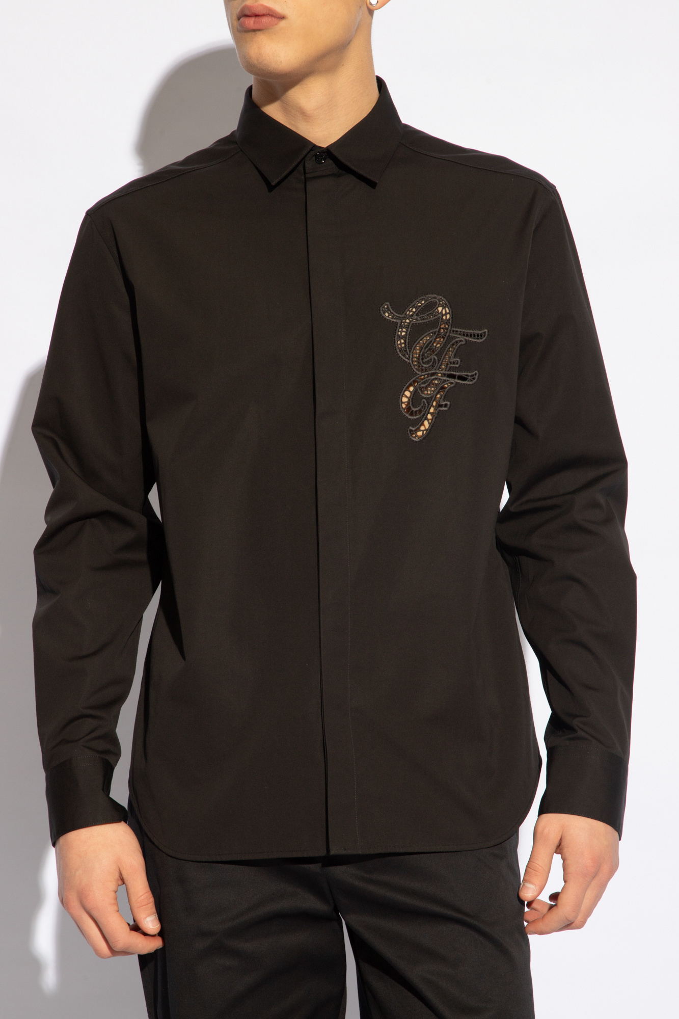 Off-white Logo-embroidered Shirt In Black