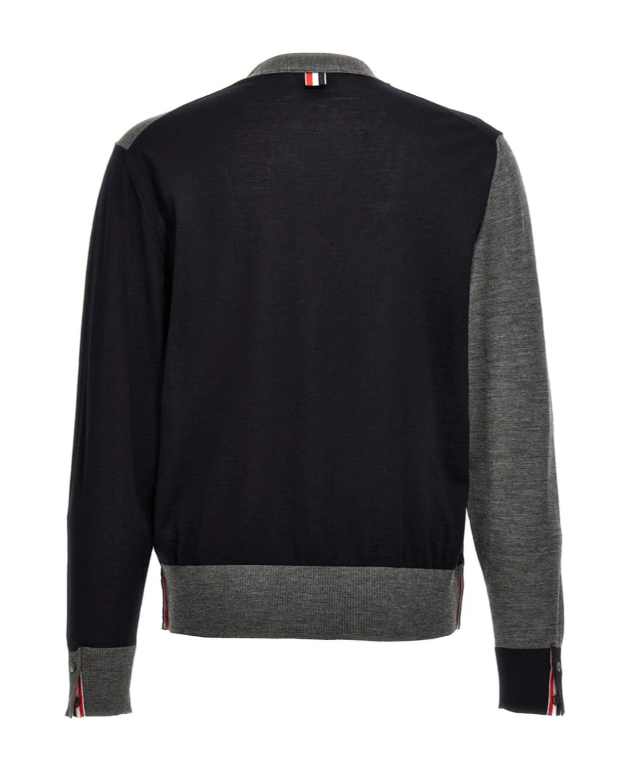 Shop Thom Browne V-neck Button Sweater In Black
