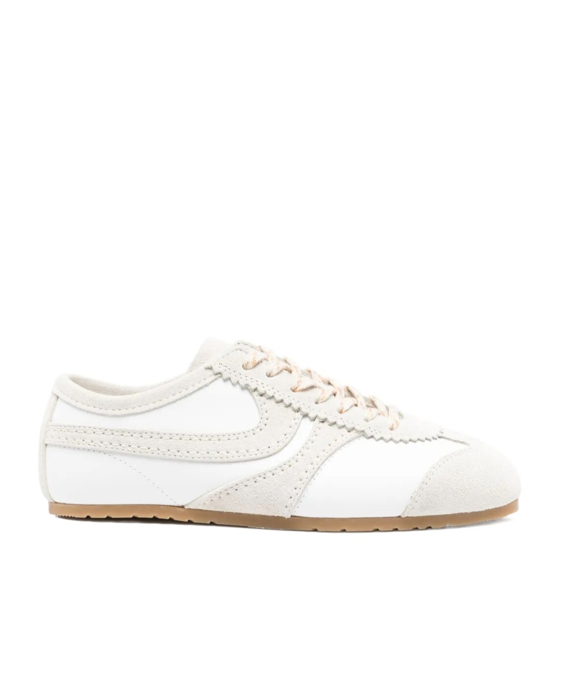 Dries Van Noten Leather Sneakers With Suede Inserts Shoes In White
