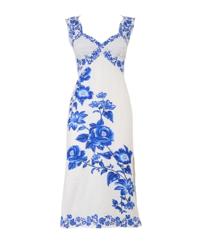 Farm Rio Floral Cascade-print Midi Dress In White