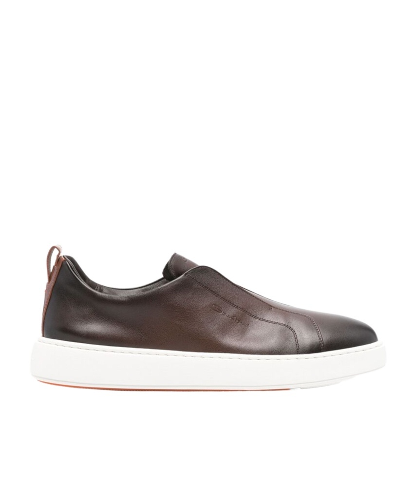 Santoni Mens Clean Icon Victory Leather Low-top Trainers Grey In Multi