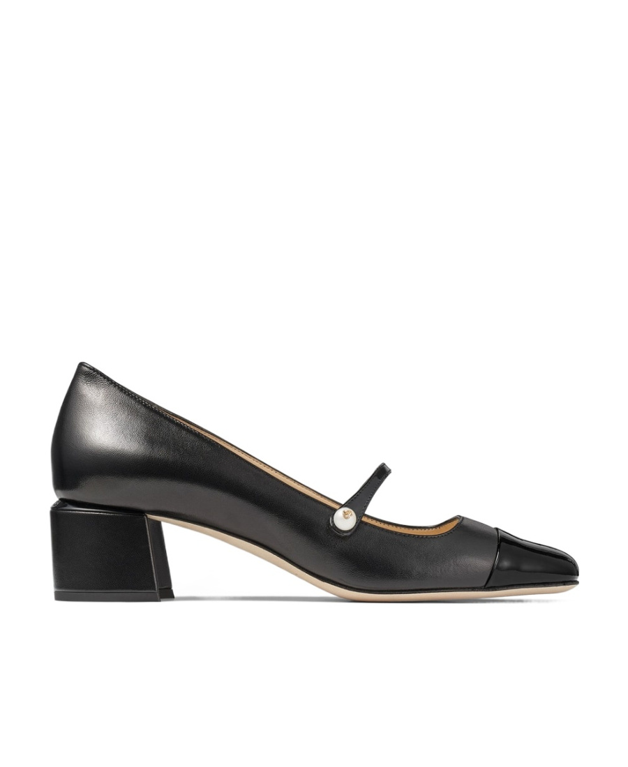 Jimmy Choo 'elisa 45' Black Pumps With Pearl Detail In Black