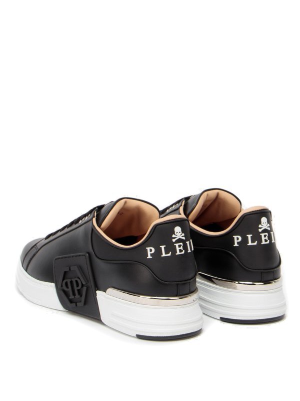 Philipp Plein Leather Sneakers With Distinctive Logo Detail In Black