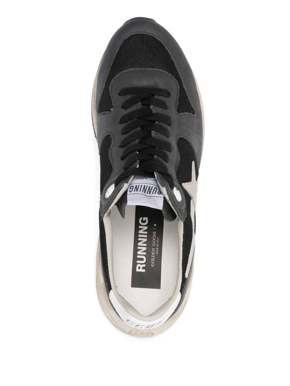 Golden Goose Running Sole In Green Suede With White Leather Star And Heel In Gray