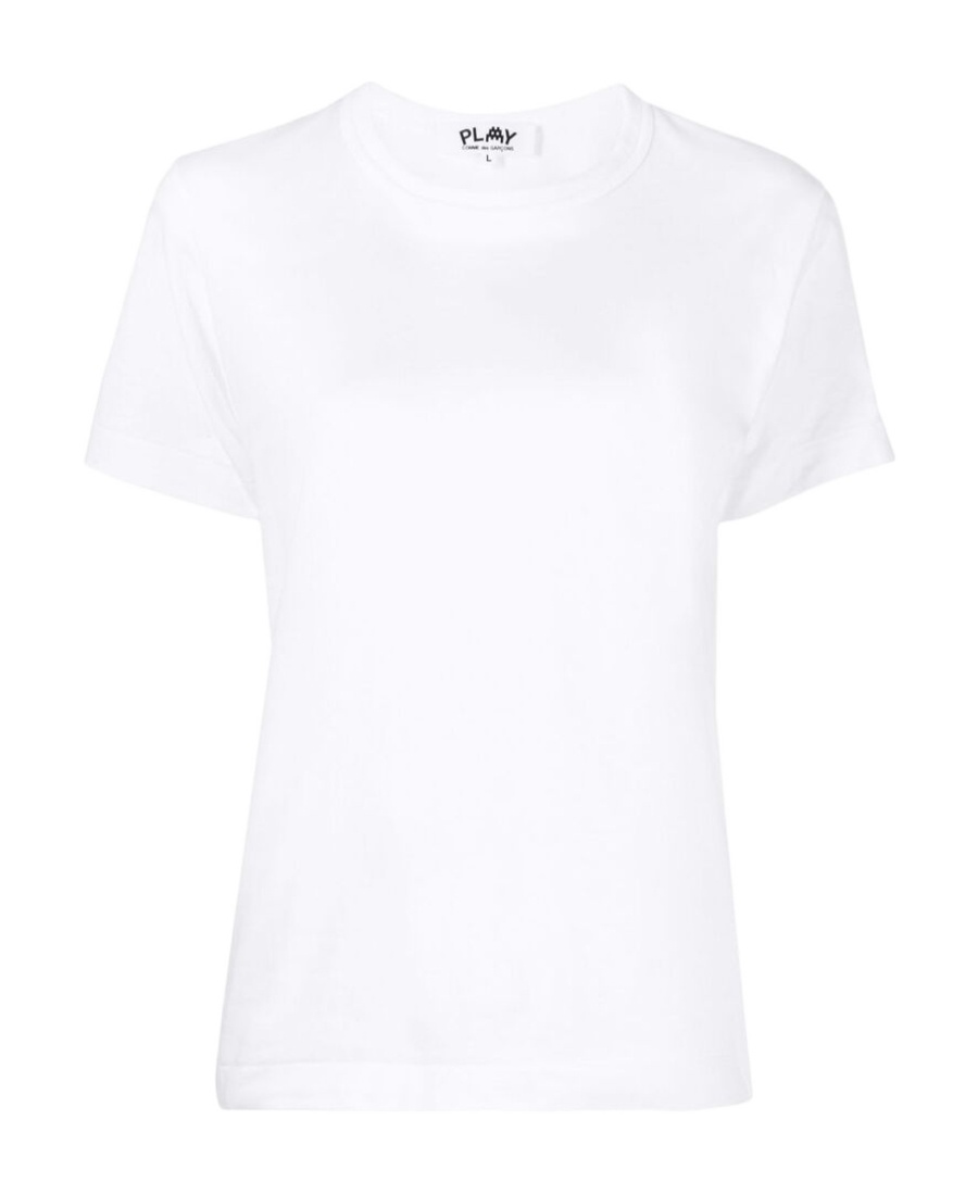 Comme Des Garçons Play Logo Patch Crewneck T-shirt In White