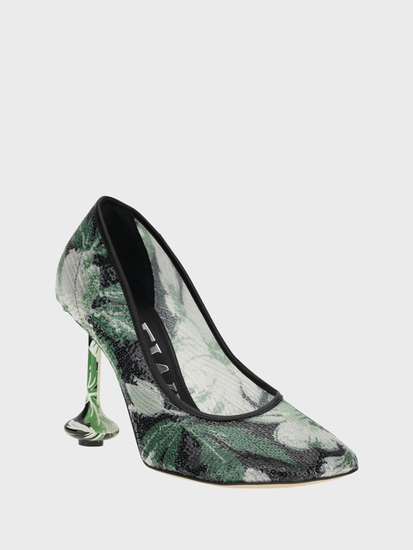 Loewe Mesh Toy Pumps With Embellished Floral Pattern
