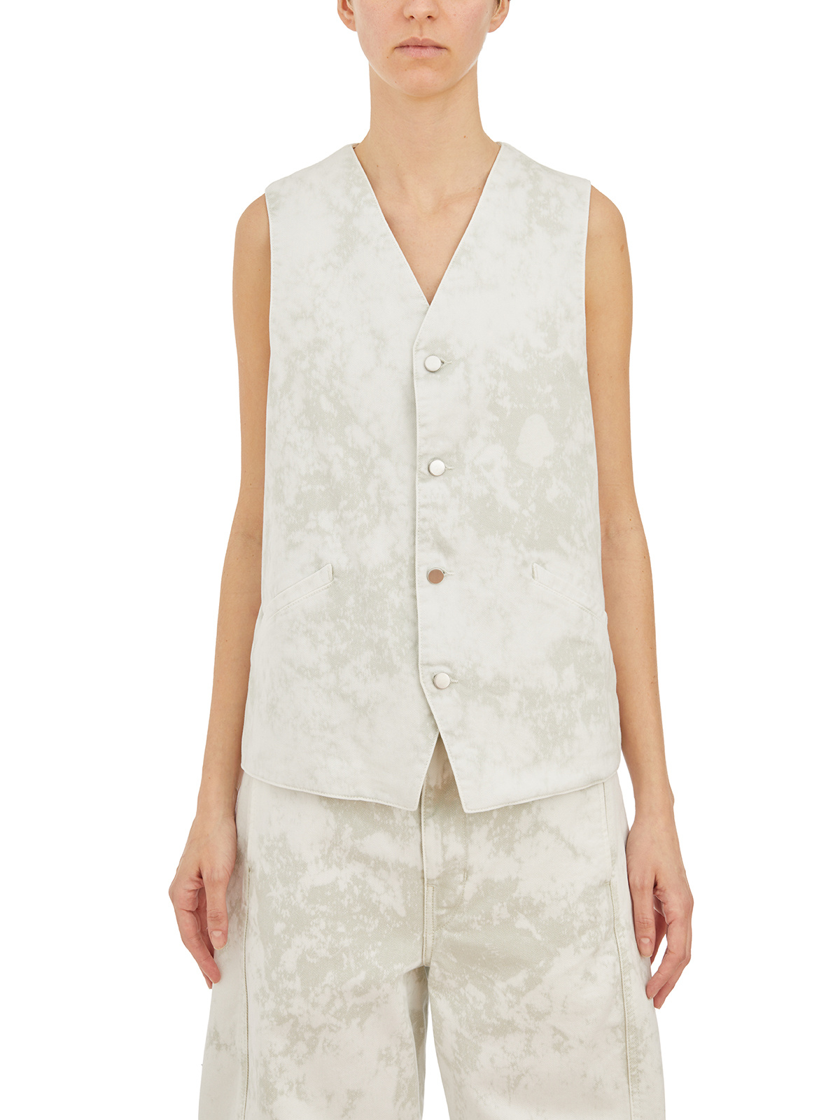 Lemaire Single-breasted Sleeveless Vest In White