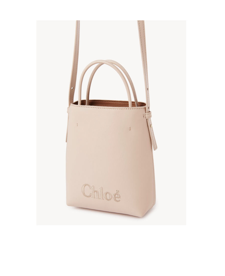 Chloé Micro Sense Tote Bag In Nude