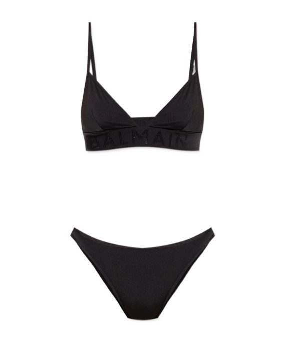 Balmain Rhinestone-embellished Bikini In Black