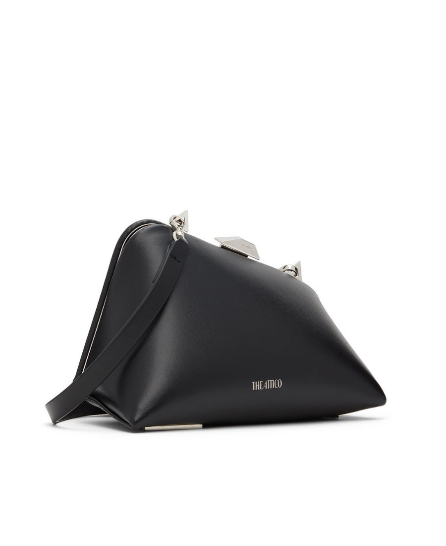Attico Asymmetric Clutch Bag In Black
