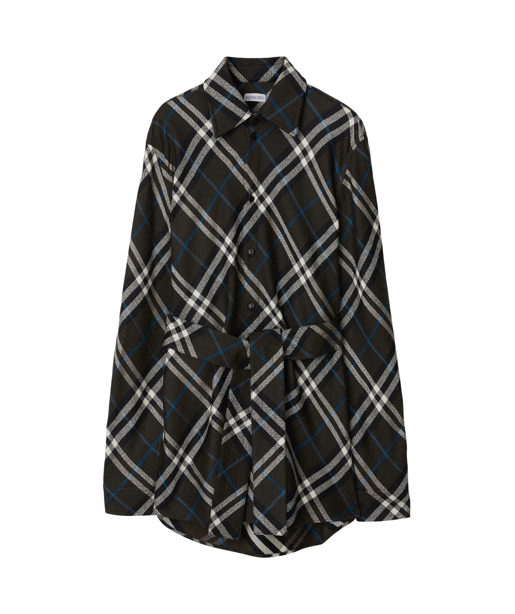 Burberry Wool-silk Check Shirt In Black