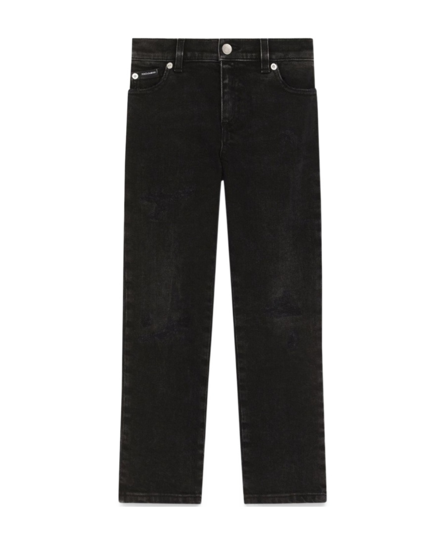 Dolce & Gabbana Graffiti-print Straight-leg Jeans In Black