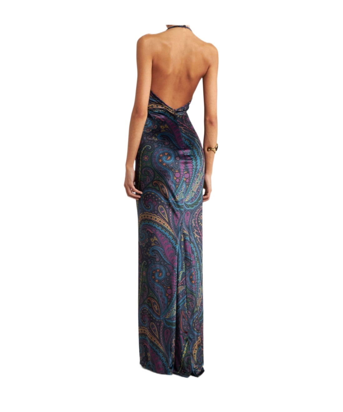 Etro Paisley-print Halterneck Maxi Party Dress In Multi