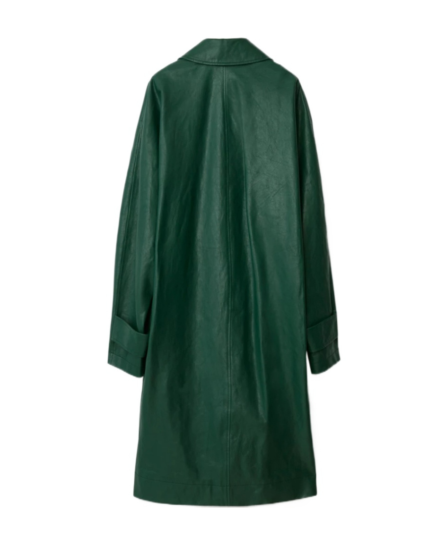 Burberry Women's Leather Single-breasted Overcoat In Green