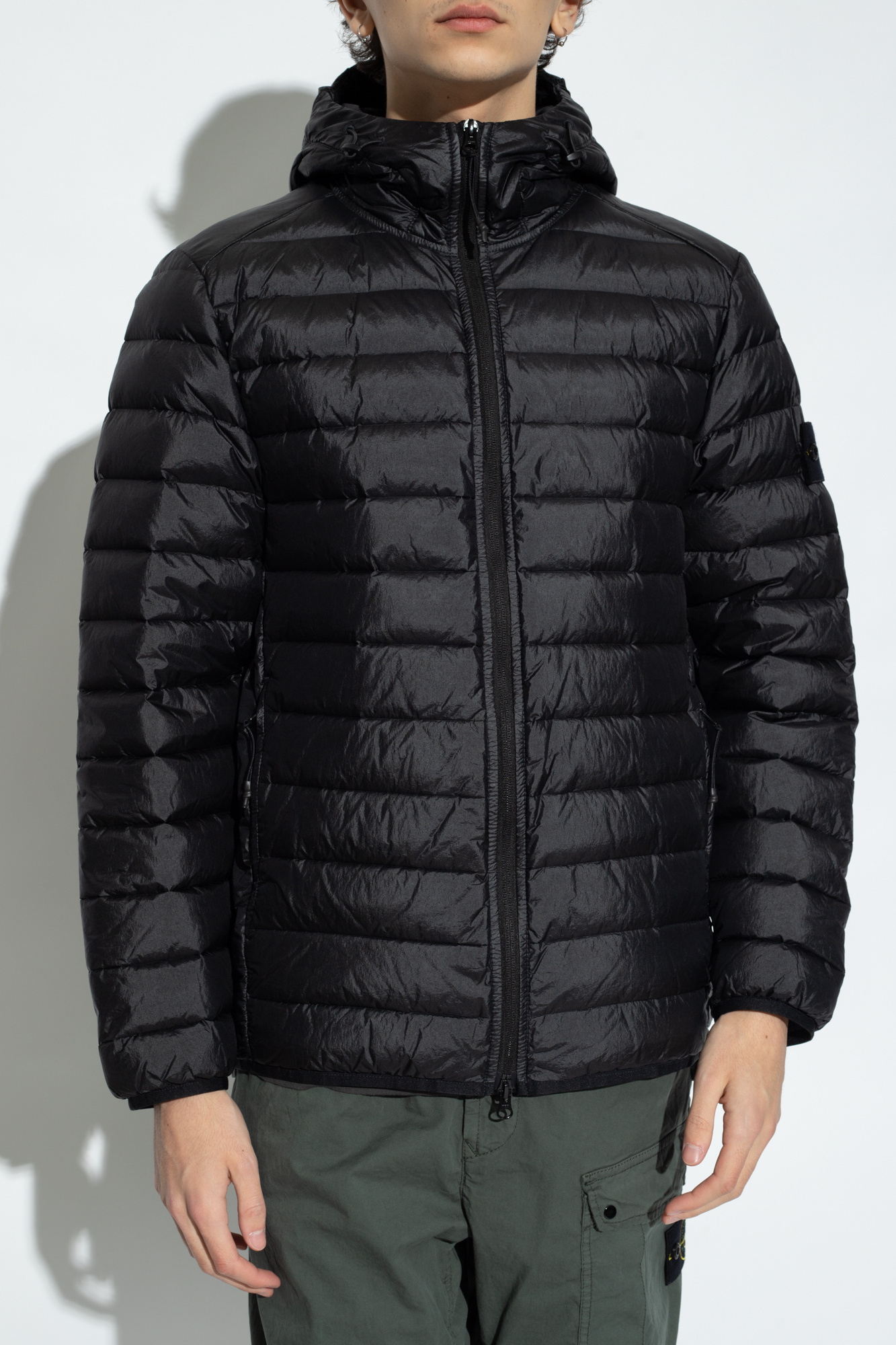 Stone Island Compass-patch Puffed Jacket In Black