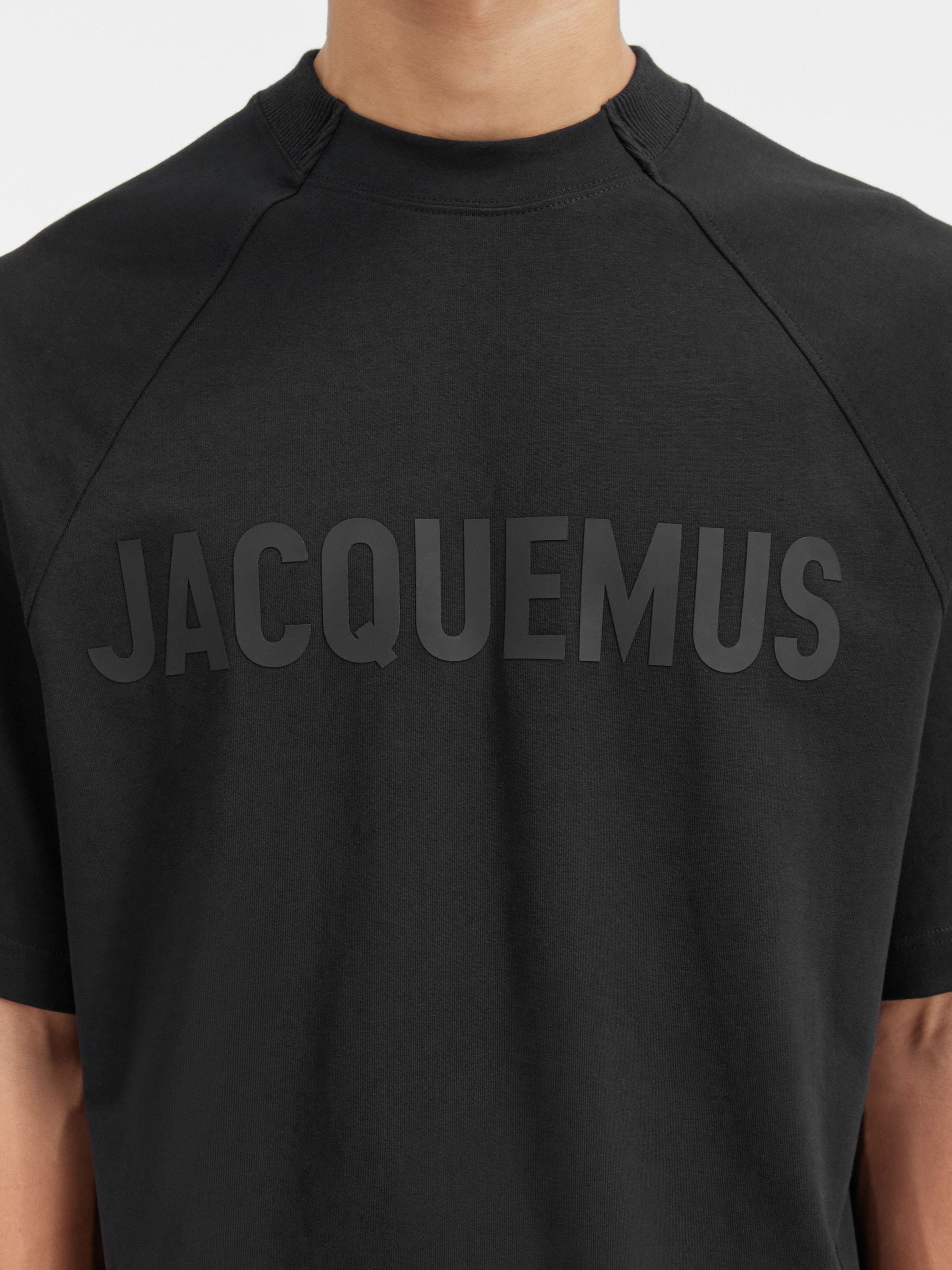 Jacquemus 'le T-shirt Typo' Black Crewneck T-shirt With Logo Lettering On The Front In Black
